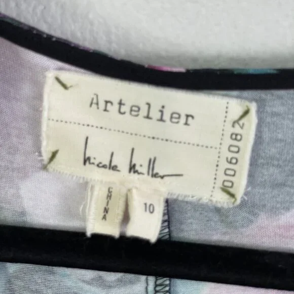 Artelier Nicole Miller Womens 10 Knit Floral Ruched Cap Sleeve Bodycon Dress - Picture 7 of 9